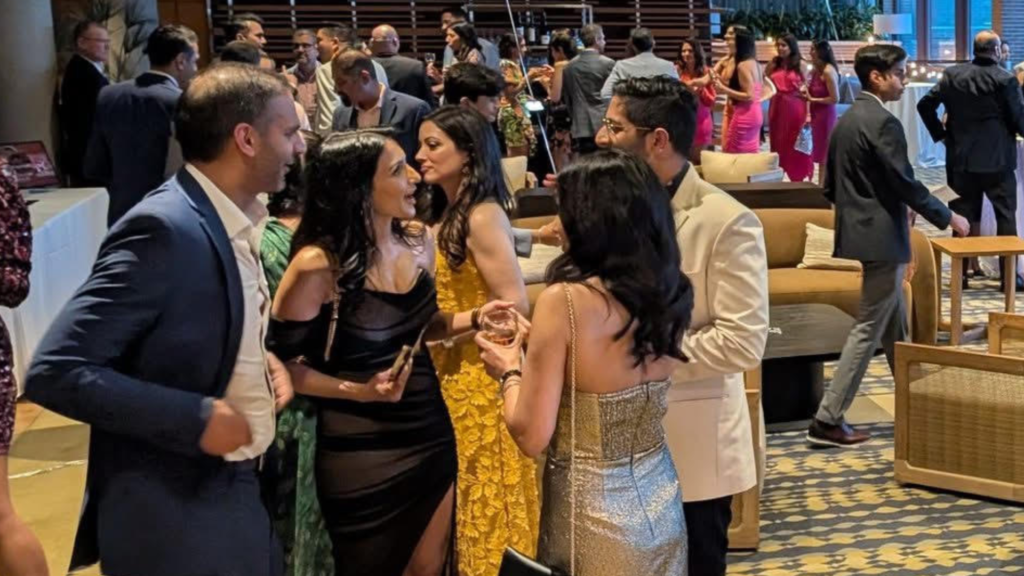 Engaged donors connecting at an intimate nonprofit fundraising gala