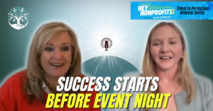 Fundraising professionals Shannon Eason and Claire Frenkel discussing donor engagement and gala fundraising success.
